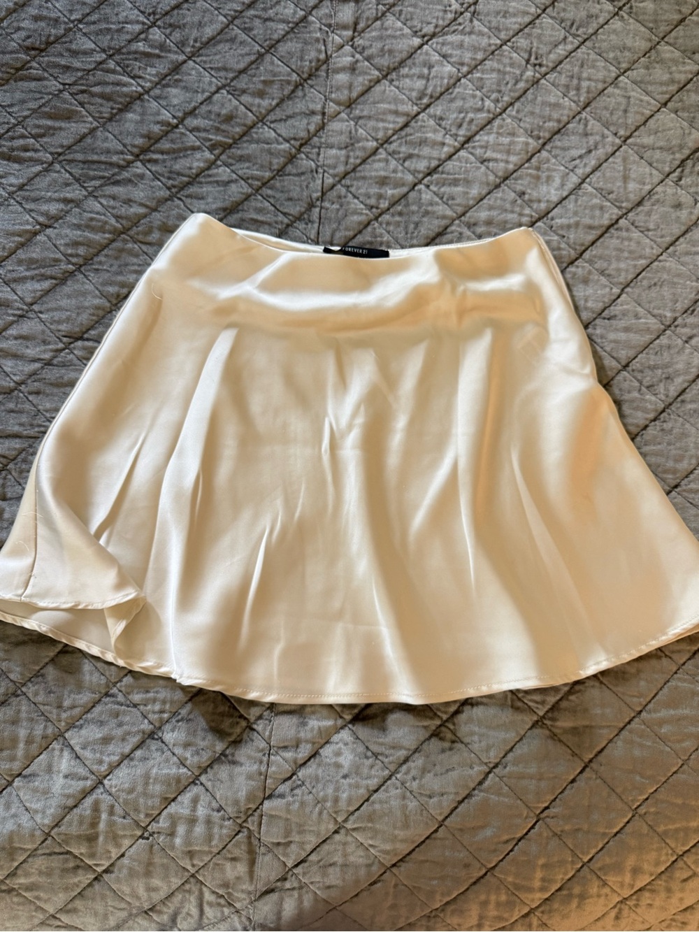 Forever 21 Cream Satin Mini Skirt